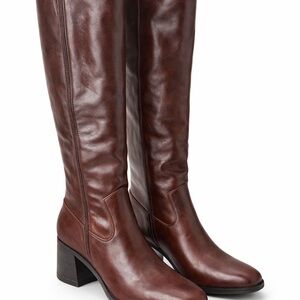 Elegant Brown Leather Knee-High Boots